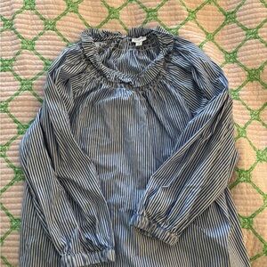 J. Crew Navy and White Striped Blouse